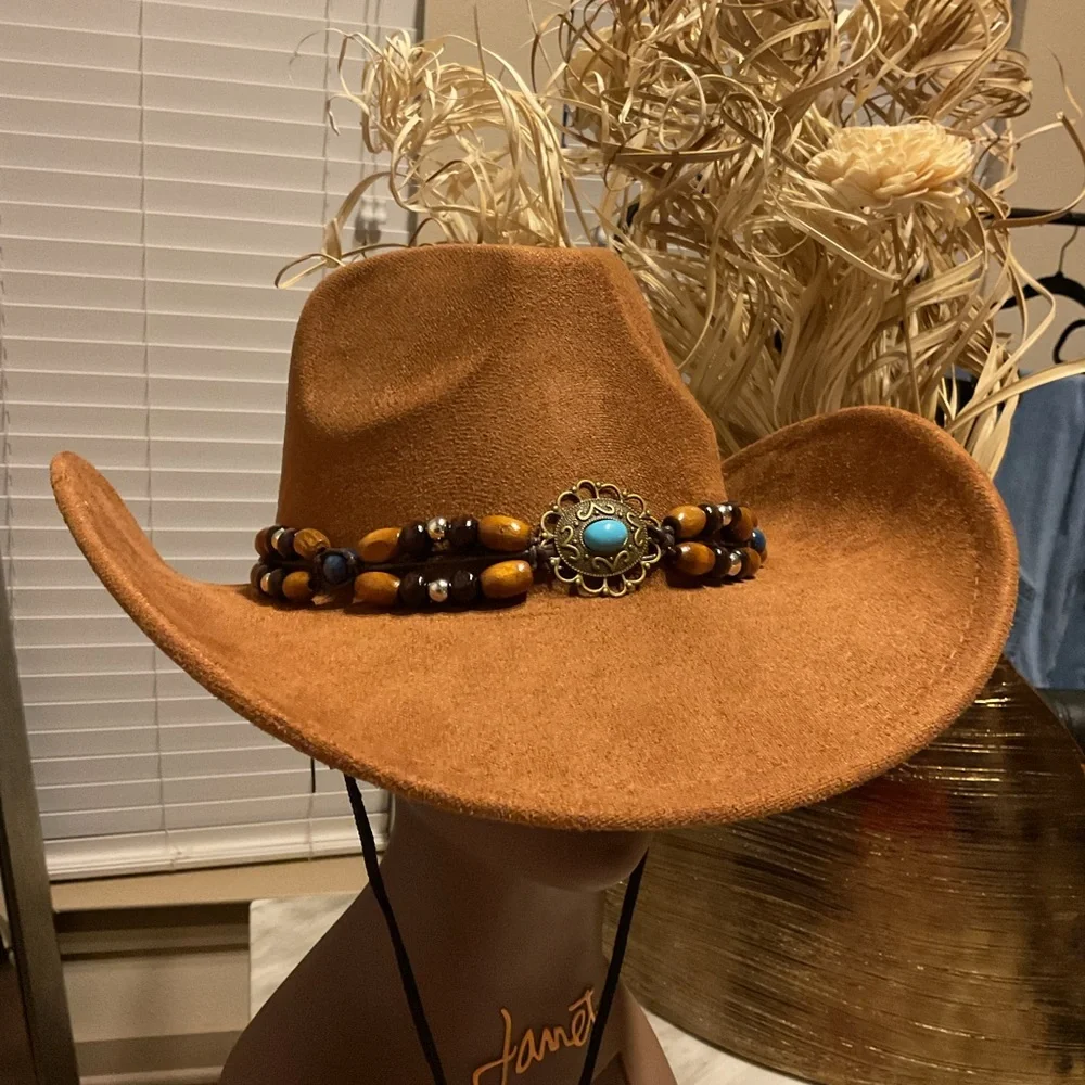 Brown Western Hat with Beaded Band - Picture 1 of 1